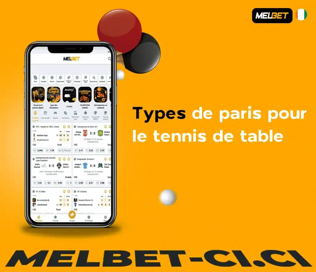 Types de paris pour le tennis de table