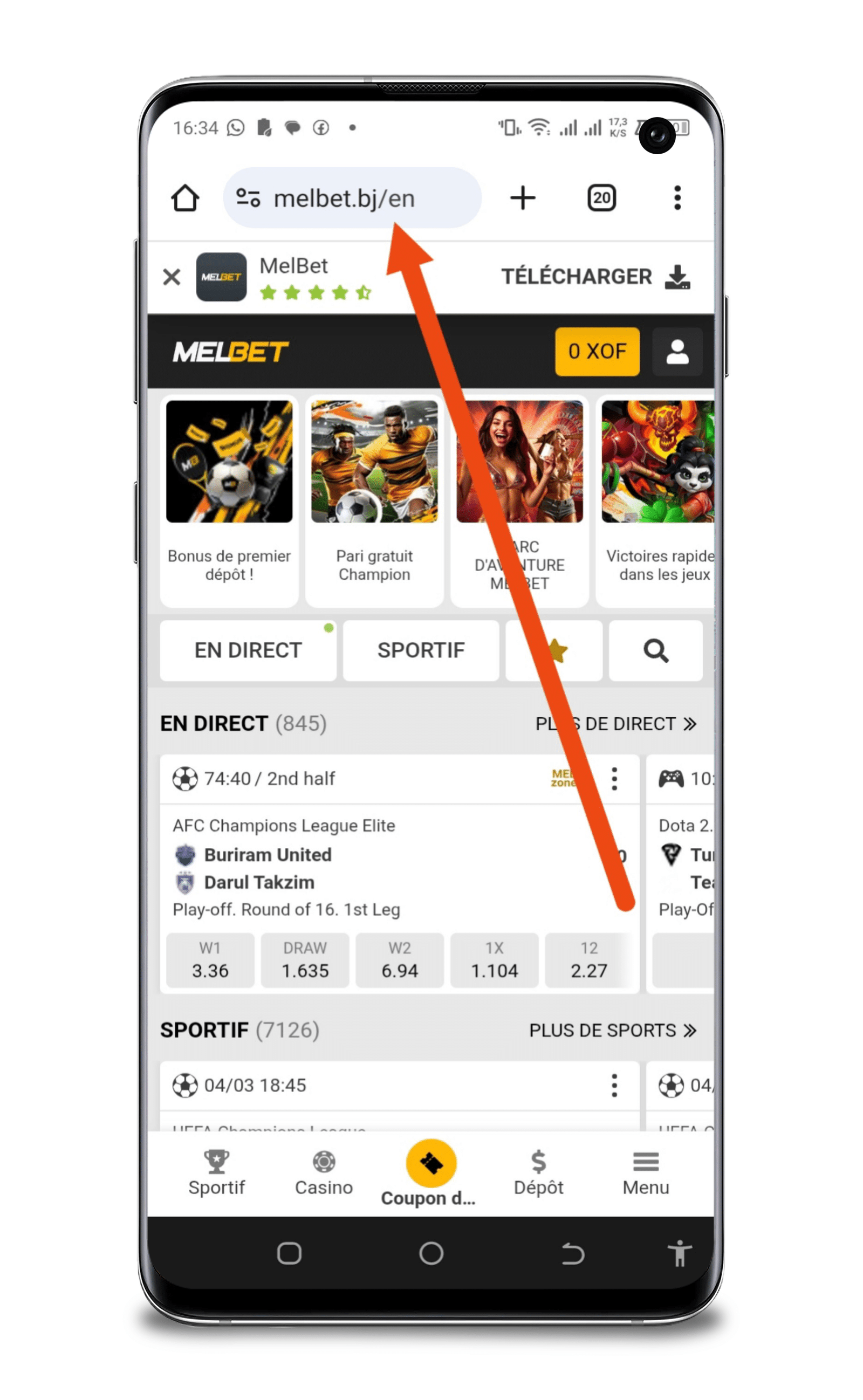 Aller sur le site web officiel de Melbet