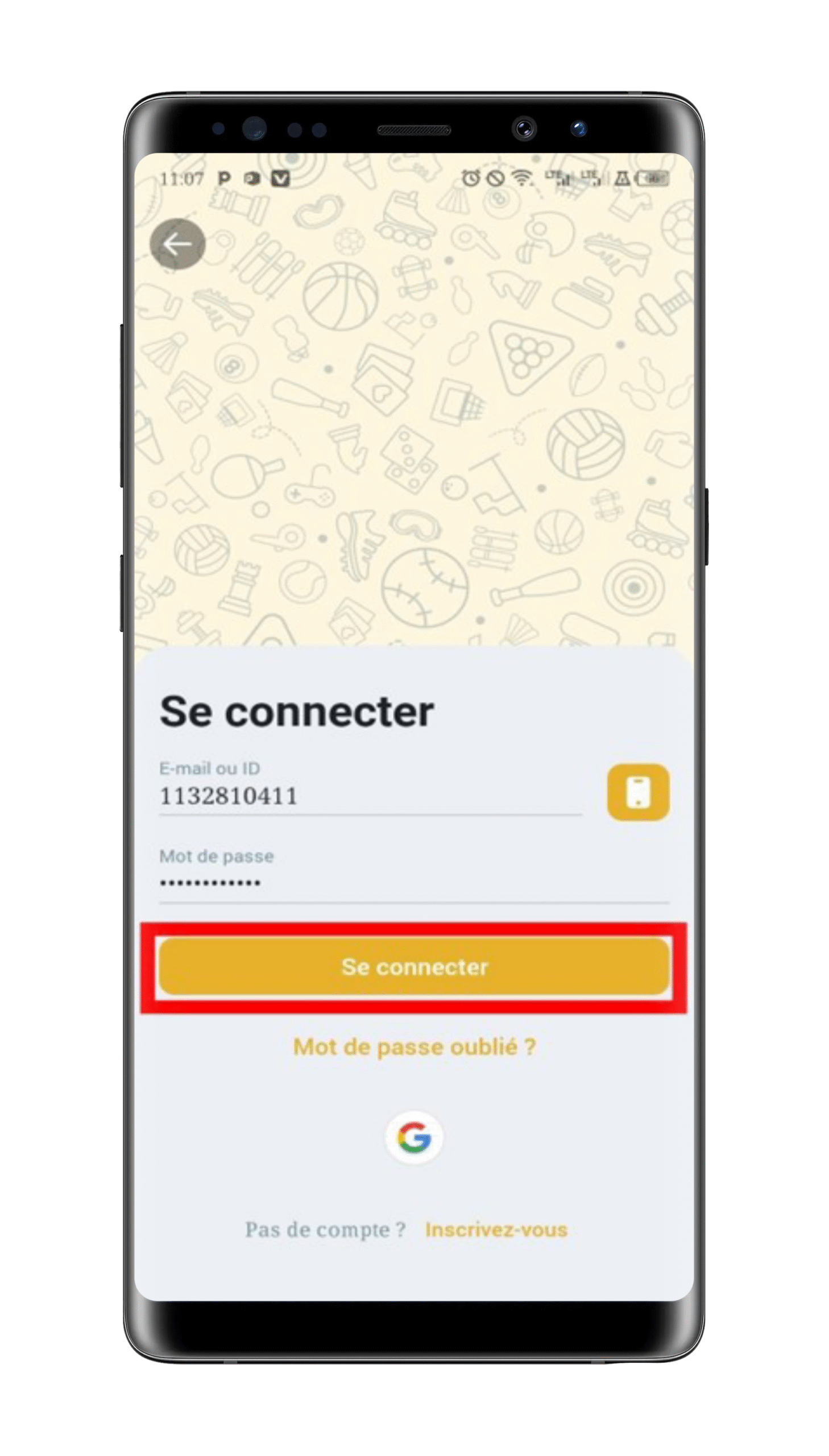 saisir vos identifiants