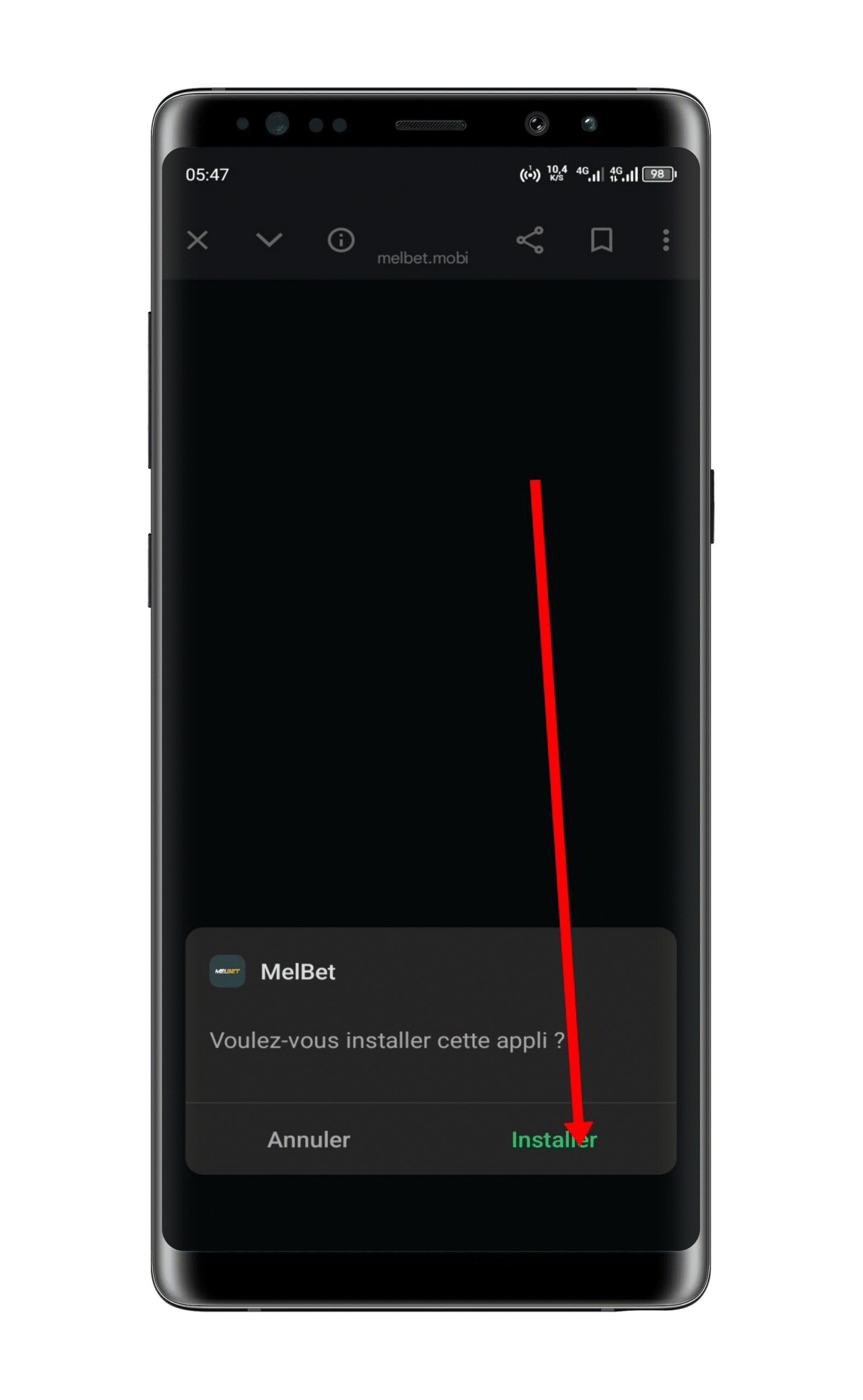 appuyez sur le bouton « Installer »