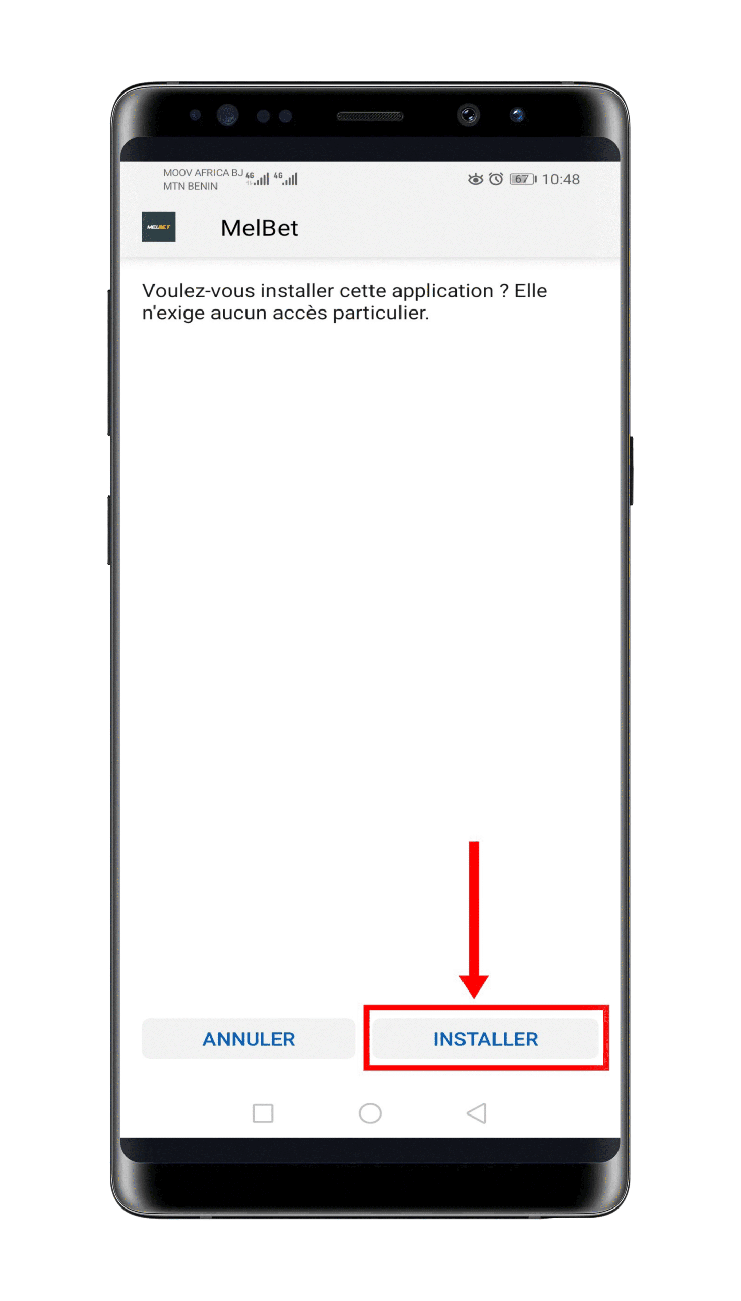 Suivez les instructions à l’écran pour installer l’application