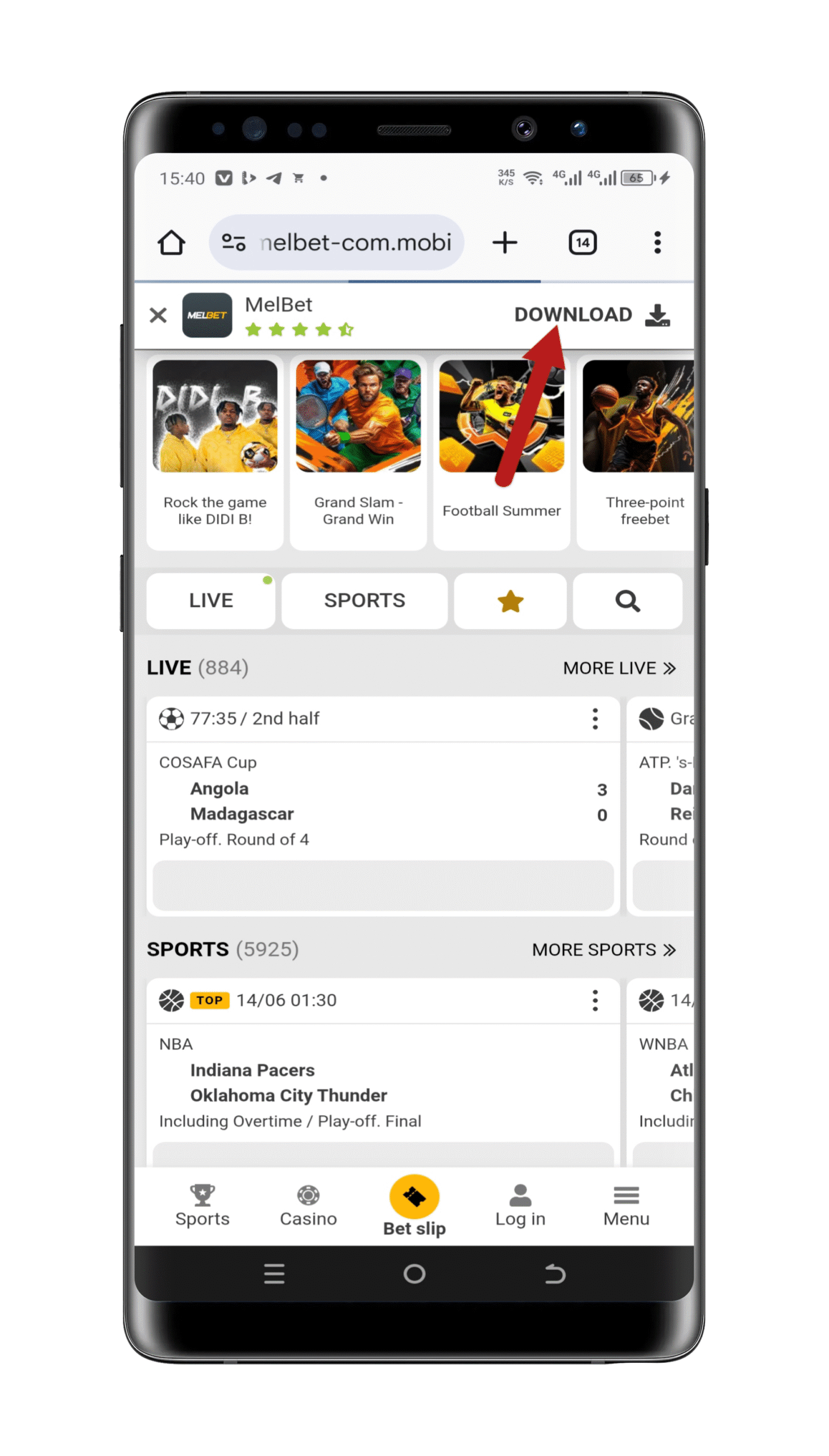 télécharger le fichier MelBet app mobile