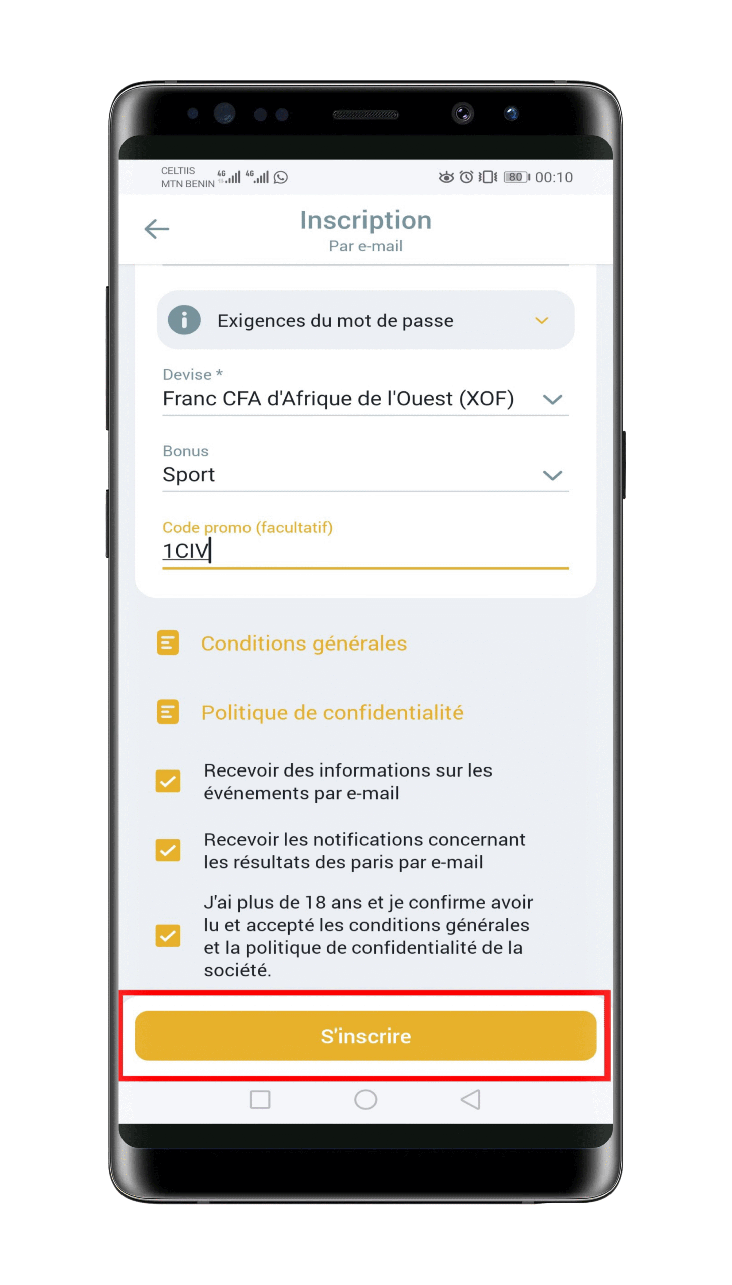 Finaliser l’inscription et confirmer votre mail